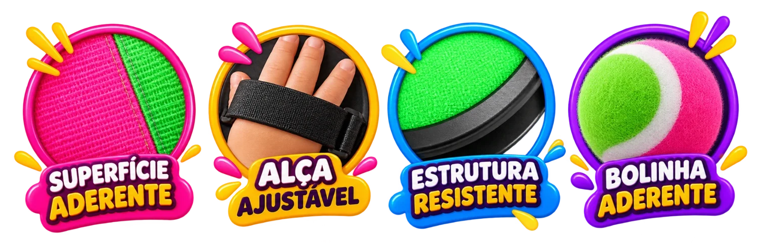 Detalhes da superfície aderente, alça, estrutura e bolinha das raquetes